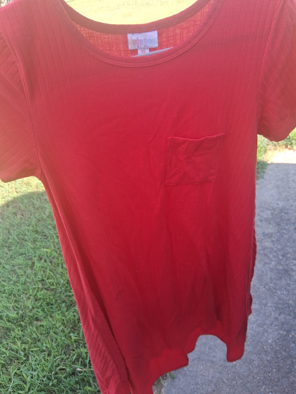LuLaRoe Red Maxi Dress with Chest Pocket